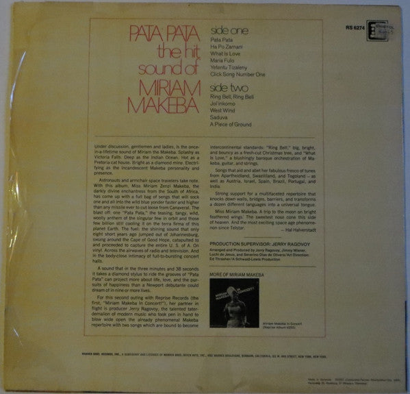 Miriam Makeba : Pata Pata - The Hit Sound Of Miriam Makeba (LP, Album, RE)