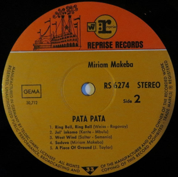 Miriam Makeba : Pata Pata - The Hit Sound Of Miriam Makeba (LP, Album, RE)