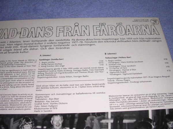 Various : Kvad-dans Från Färöarna (LP, Mono)