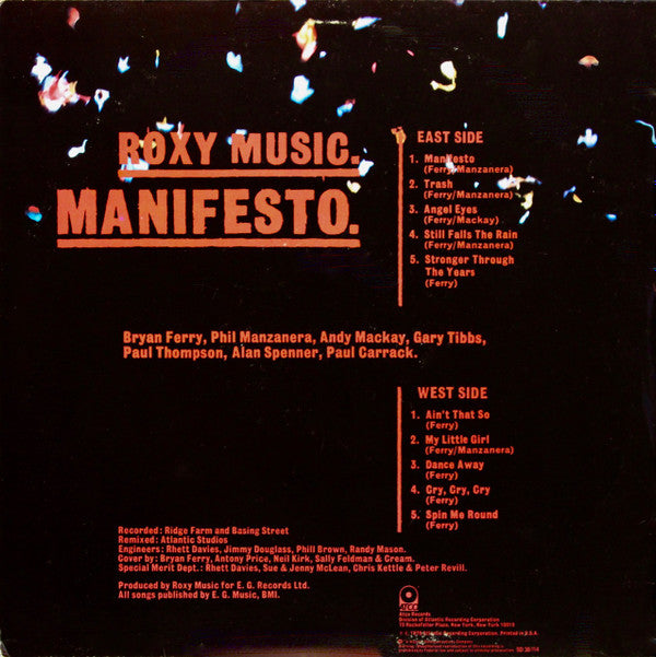 Roxy Music : Manifesto (LP, Album, PRC)