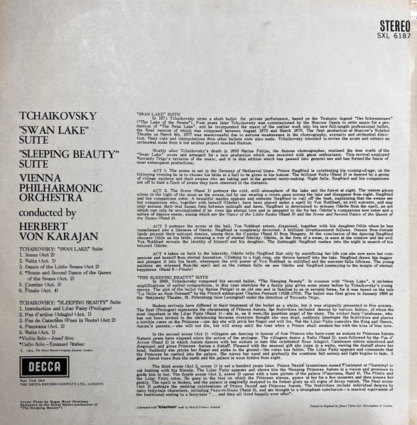Pyotr Ilyich Tchaikovsky, Herbert Von Karajan : Wiener Philharmoniker : Swan Lake & Sleeping Beauty Suites (LP)