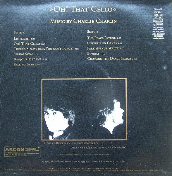 Thomas Beckmann, Johannes Cernota - Charlie Chaplin : Oh! That Cello (LP, Album)