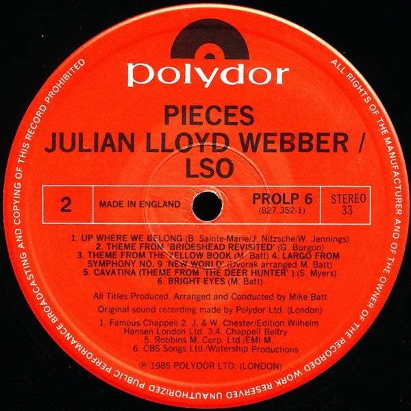 Julian Lloyd Webber And London Symphony Orchestra : Pieces (LP)