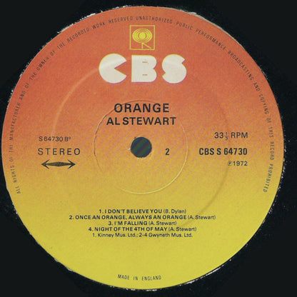 Al Stewart : Orange (LP, Album, RE)