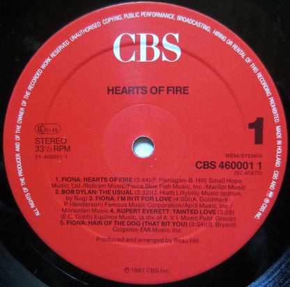 Fiona (4), Bob Dylan, Rupert Everett : Hearts Of Fire (Original Motion Picture Soundtrack) (LP, Album)