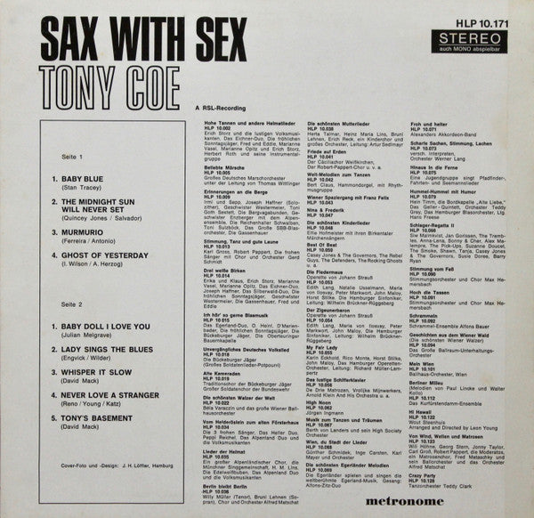 Tony Coe : Sax With Sex (LP, Album, RE)