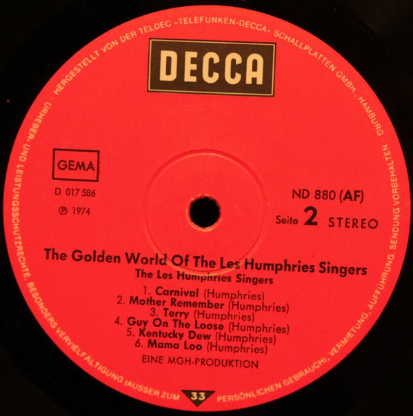 Les Humphries Singers : The Golden World Of The Les Humphries Singers (LP, Comp)