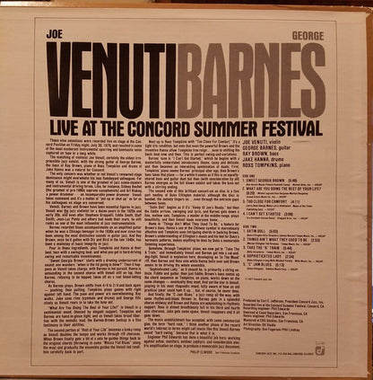 Joe Venuti, George Barnes : Live At The Concord Summer Festival (LP, Album)