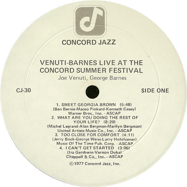 Joe Venuti, George Barnes : Live At The Concord Summer Festival (LP, Album)