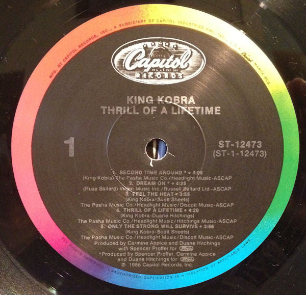 King Kobra (4) : Thrill Of A Lifetime (LP, Album, Spe)