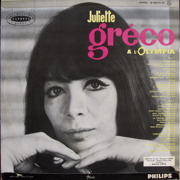 Juliette Gréco : À L'Olympia (LP, Album)