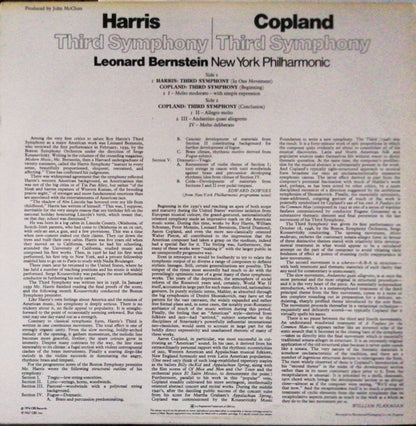 Roy Harris / Aaron Copland - Leonard Bernstein, New York Philharmonic : Third Symphony (In One Movement) / Third Symphony (LP)