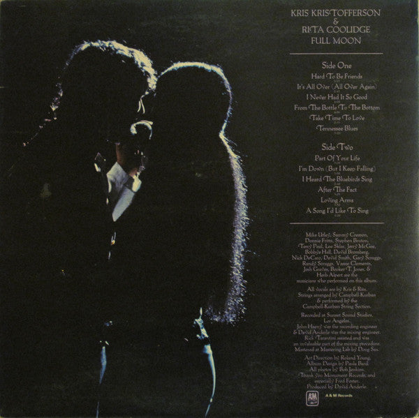 Kris Kristofferson & Rita Coolidge : Full Moon (LP, Album, Gat)