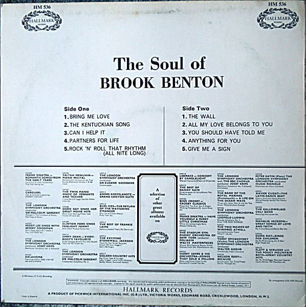 Brook Benton : The Soul Of Brook Benton (LP, Album, RE)