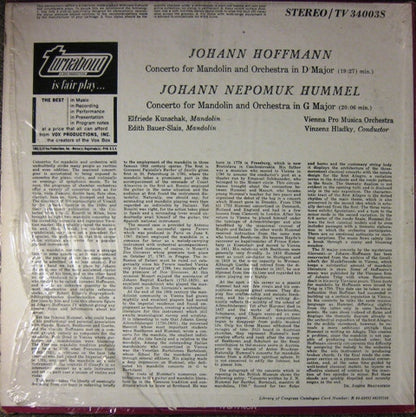 Johann Nepomuk Hummel / Johann Hoffmann : Concerto For Mandolin And Orchestra (LP, Album)