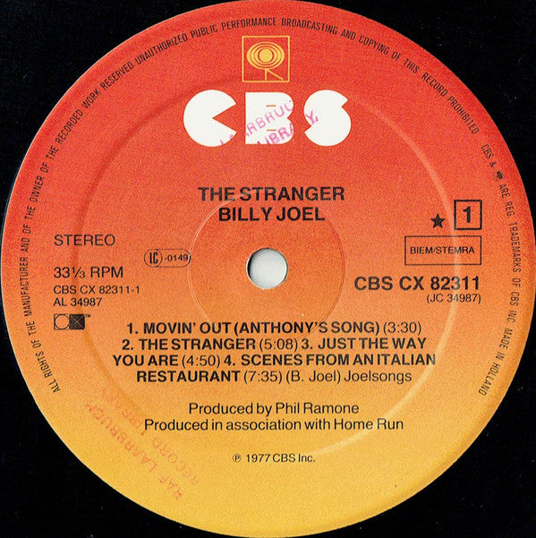 Billy Joel : The Stranger (LP, Album, RE, CX )