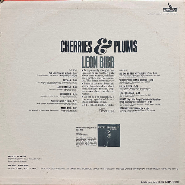 Leon Bibb : Cherries & Plums (LP, Album, Mono)