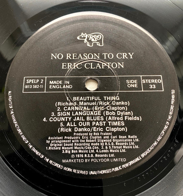 Eric Clapton : No Reason To Cry (LP, Album, RE)