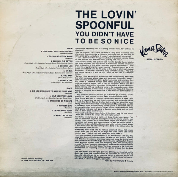 The Lovin' Spoonful : You Didn't Have To Be So Nice (LP, Album)