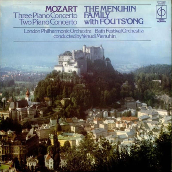 Wolfgang Amadeus Mozart, Yehudi Menuhin, Hephzibah Menuhin, Yaltah Menuhin, Jeremy Menuhin, Fou Ts'Ong, London Philharmonic Orchestra, Bath Festival Orchestra : Three Piano Concerto / Two Piano Concerto (LP, RE)