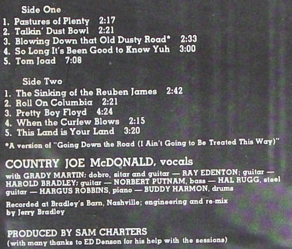 Country Joe McDonald : Thinking Of Woody Guthrie (LP, Album)