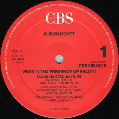 Alison Moyet : Weak In The Presence Of Beauty (Extended Remix) (12", Maxi)