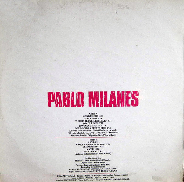 Pablo Milanés : Pablo Milanés (LP, Album)