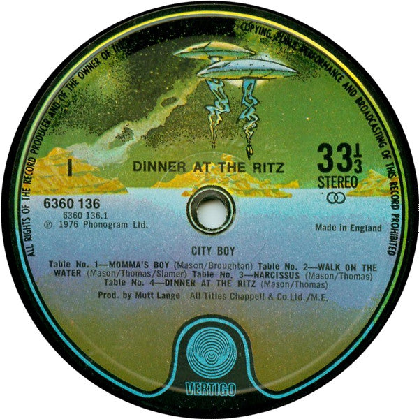 City Boy : Dinner At The Ritz (LP, Album)