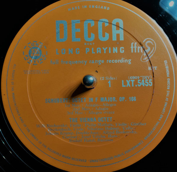 Franz Schubert, Wiener Oktett : Octet In F Major (LP, Mono)