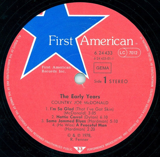 Country Joe McDonald : The Early Years (LP, Album, RE)