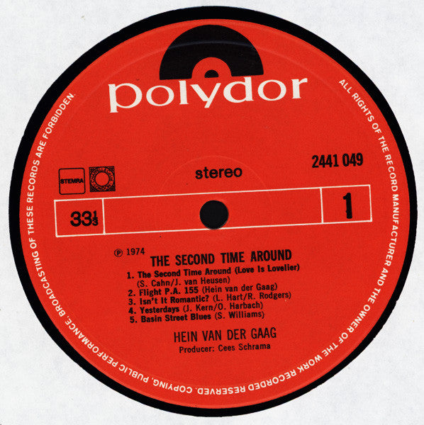 Hein van der Gaag : The Second Time Around (LP, Album)