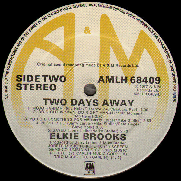 Elkie Brooks : Two Days Away (LP, Album)