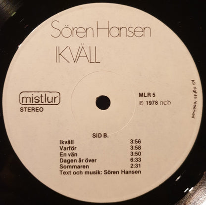 Sören Hansen : Ikväll (LP, Album)