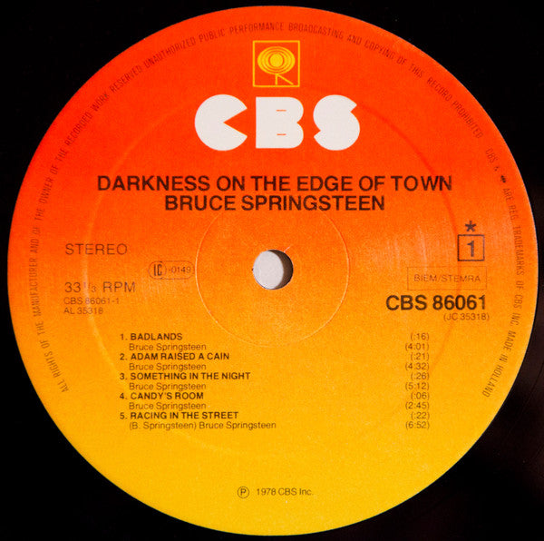 Bruce Springsteen : Darkness On The Edge Of Town (LP, Album)