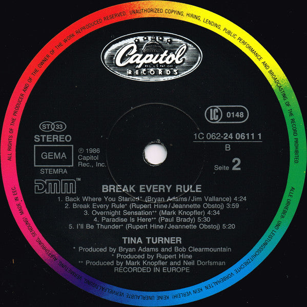 Tina Turner : Break Every Rule (LP, Album)