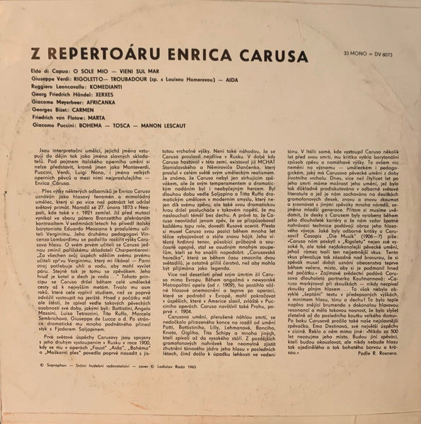 Enrico Caruso : Enrico Caruso (LP, Comp, Mono, RE)