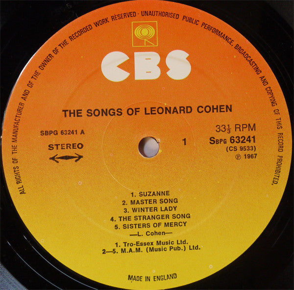 Leonard Cohen : Songs Of Leonard Cohen (LP, Album, RE)