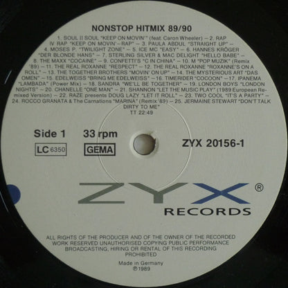 Various : Nonstop Hitmix 89/90 (LP, Mixed)