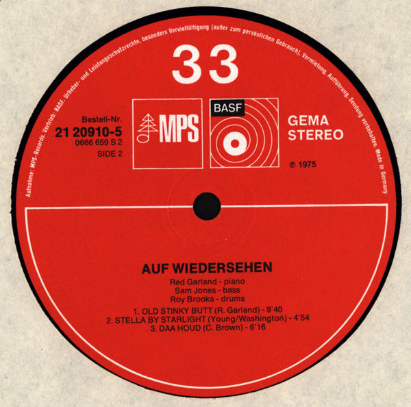 Red Garland : Auf Wiedersehen (LP, Album)