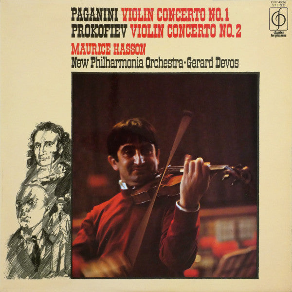 Niccolò Paganini, Sergei Prokofiev, Maurice Hasson, New Philharmonia Orchestra, Gérard Devos : Paganini Violin Concerto No.1, Prokofiev Violin Concerto No.2 (LP)