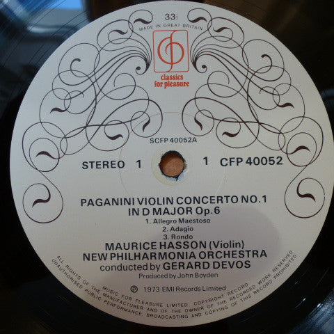 Niccolò Paganini, Sergei Prokofiev, Maurice Hasson, New Philharmonia Orchestra, Gérard Devos : Paganini Violin Concerto No.1, Prokofiev Violin Concerto No.2 (LP)