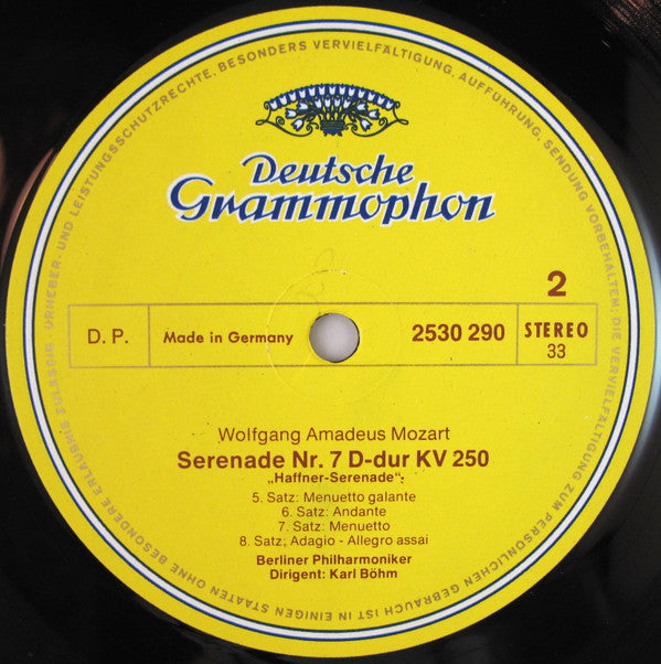 Wolfgang Amadeus Mozart, Berliner Philharmoniker • Karl Böhm, Thomas Brandis : "Haffner" - Serenade (LP, Album)