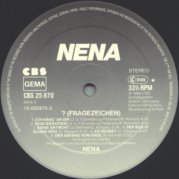 Nena : ? (Fragezeichen) (LP, Album)