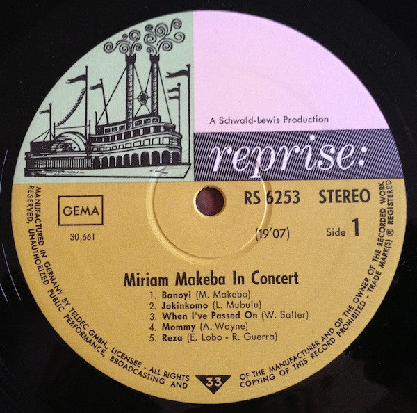 Miriam Makeba : In Concert (LP, Album)