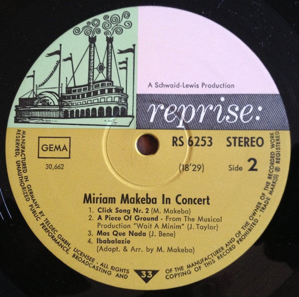 Miriam Makeba : In Concert (LP, Album)