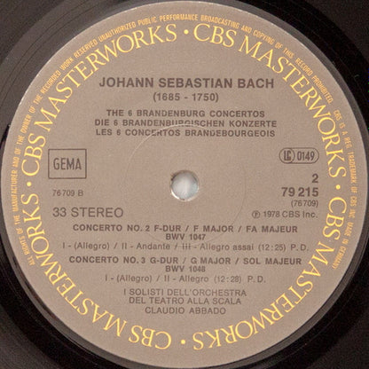 Johann Sebastian Bach, I Solisti Del Teatro Alla Scala, Claudio Abbado : Brandenburg Concertos = Brandenburgische Konzerte = Concertos Brandebourgeois (2xLP + Box)