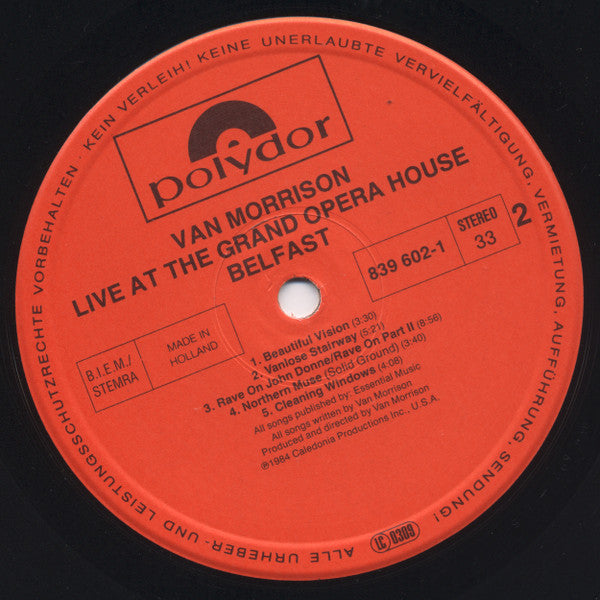 Van Morrison : Live At The Grand Opera House Belfast (LP, Album, RE)