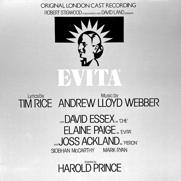 Andrew Lloyd Webber And Tim Rice, David Essex, Elaine Paige, Joss Ackland & Harold Prince : Evita: Original London Cast Recording (LP, RE, Gat)