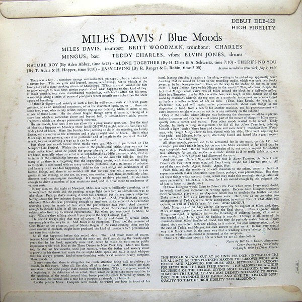 Miles Davis : Blue Moods (LP, Album, Mono, RE)