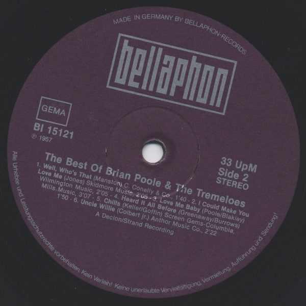 Brian Poole & The Tremeloes : The Best Of Brian Poole & The Tremeloes (LP, Comp)